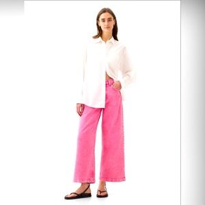 GAP High Rise Stride Wide Leg Ankle Pink Jeans Women's 32/14R Preppy Barbie